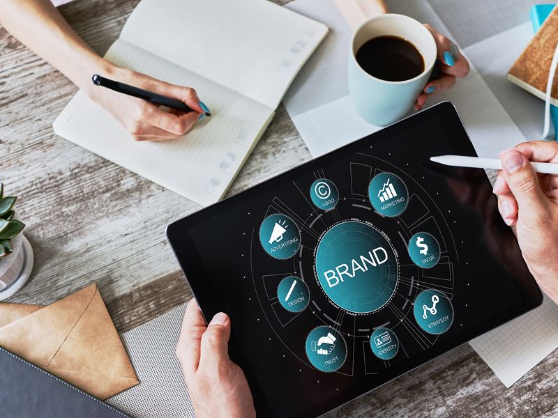 Marketing strategy displayed on a tablet screen